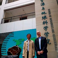 Professors Guo and Qiao Show Director O'Connor CUMT Mineral Library, Oct 18, 2019
